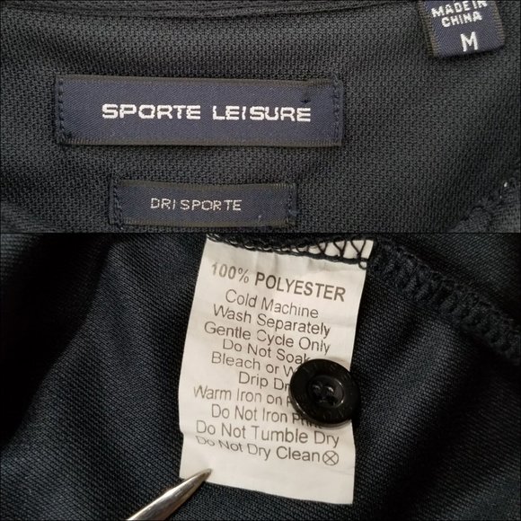 Sporte Leisure Polo Shirt Mens Black Blue Striped Great Barrier Reef Size M - Picture 6 of 11